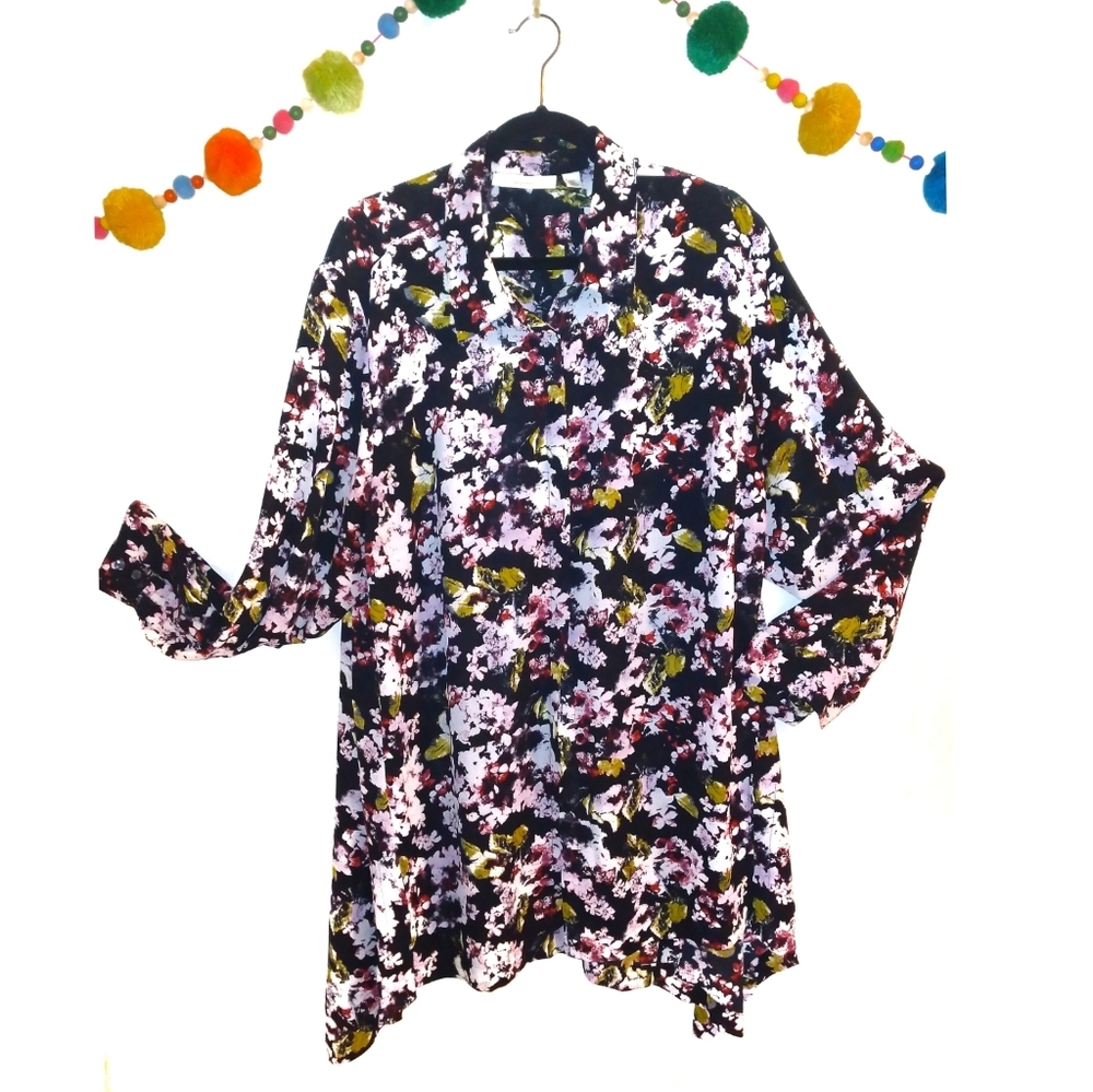 Sejour Floral Button-up Plus Size 20w